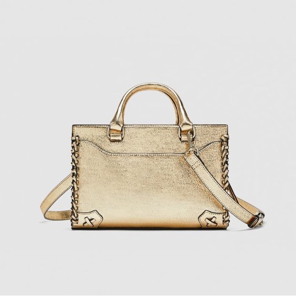 NWT. Zara Mini Golden Shoulder Handbag.